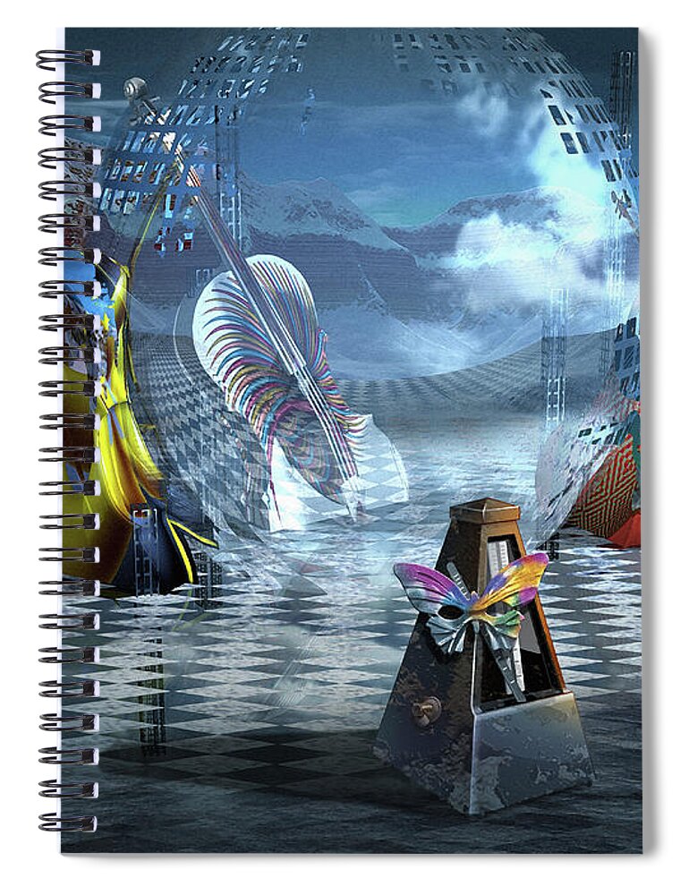 Music Instrument Color Violin Spiral Notebook featuring the digital art Lost Beauty of Disharmony by George Grie