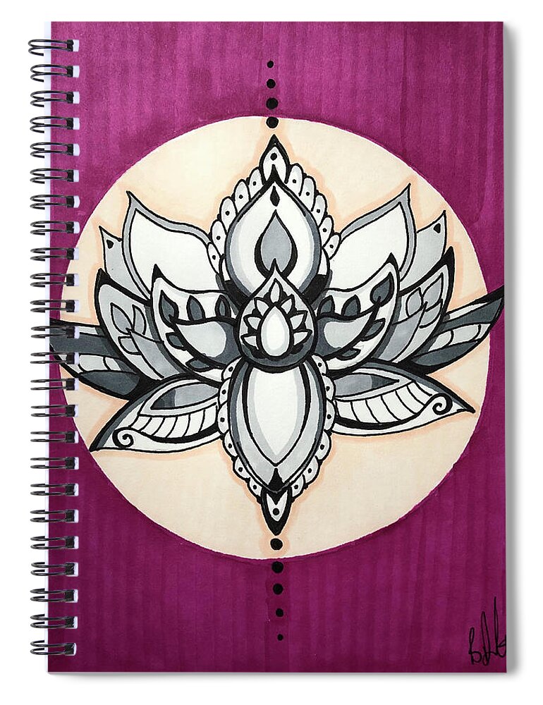 Lotus Flower Spiral Notebook featuring the drawing Lotus Flower by Creative Spirit