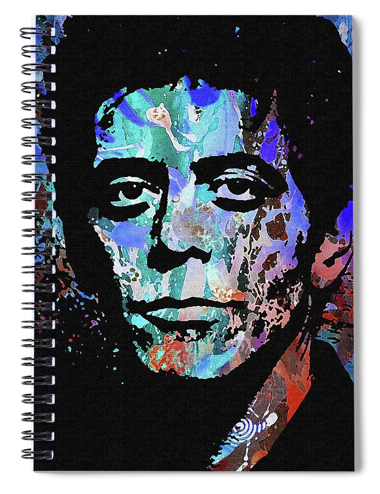 Lou Reed Spiral Notebook featuring the digital art Lou Reed psychedelic portrait by Movie World Posters