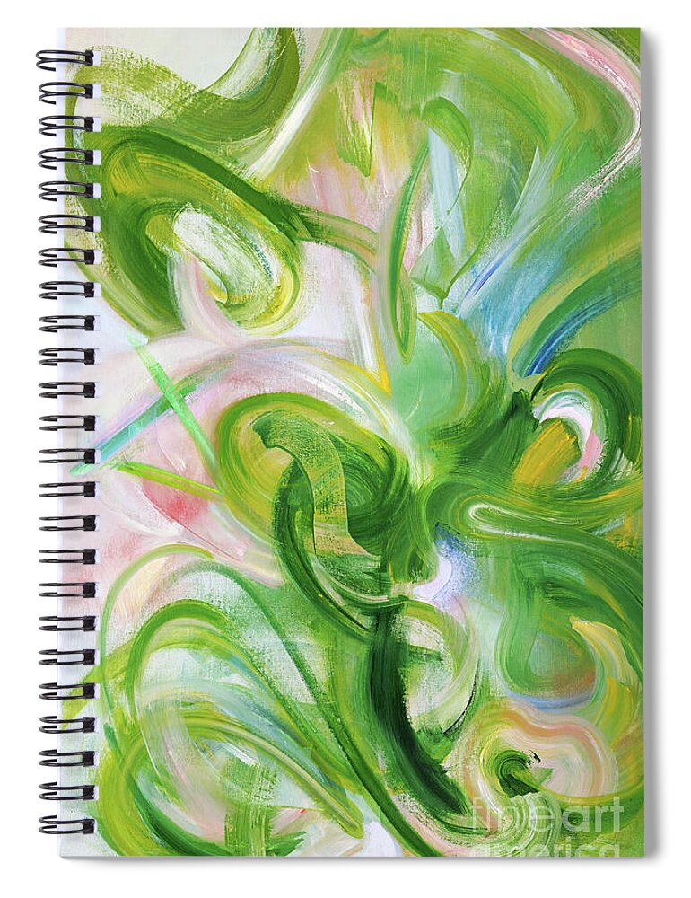 Green Spiral Notebook featuring the painting Louder Than Words by Ritchard Rodriguez