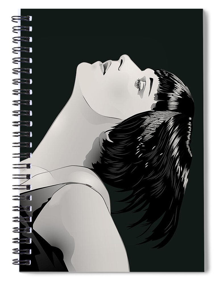 Louise Brooks Official Spiral Notebook featuring the digital art Louise Brooks in Berlin - Onyx Pine by Louise Brooks