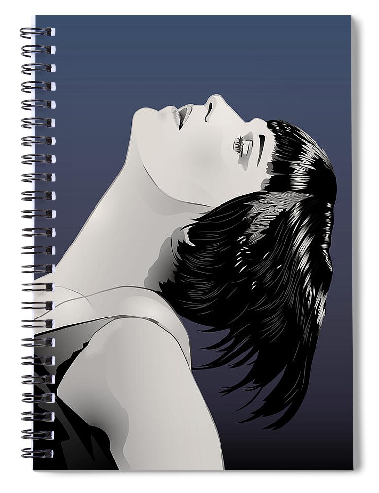 Louise Brooks Official Spiral Notebook featuring the digital art Louise Brooks in Berlin - Sapphire Nocturne by Louise Brooks