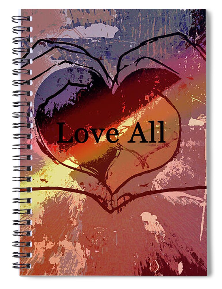 Love All Spiral Notebook featuring the digital art Love All by Linda Sannuti