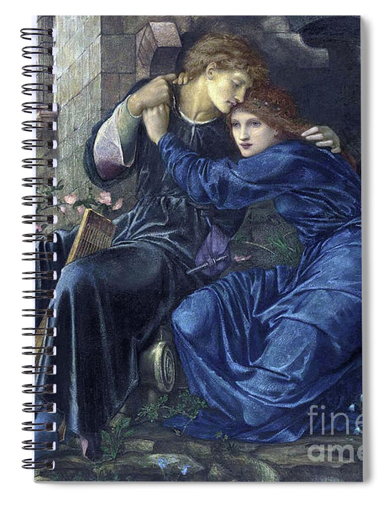 Pre-raphaelite Spiral Notebook featuring the painting Love among the Ruins 1870 by Edward Coley Burne Jones