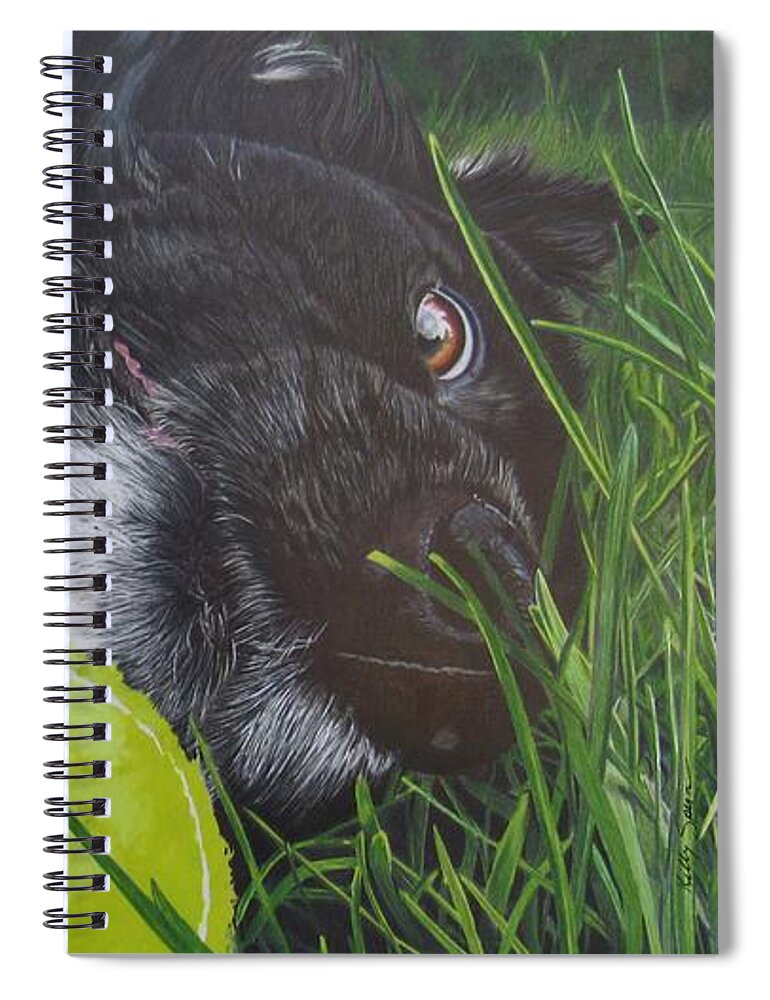 Dog Spiral Notebook featuring the drawing Love for the Game by Kelly Speros