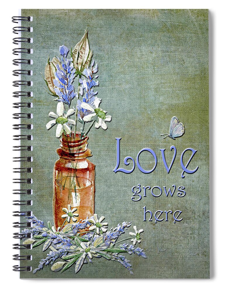 Love Spiral Notebook featuring the digital art Love Grows Here by HH Photography of Florida