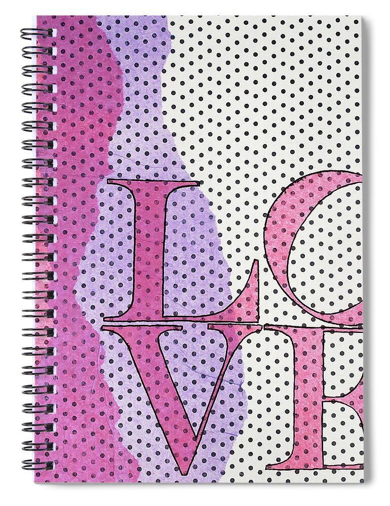 Love Spiral Notebook featuring the mixed media LOVE In Pink and Purple by Lynnie Lang