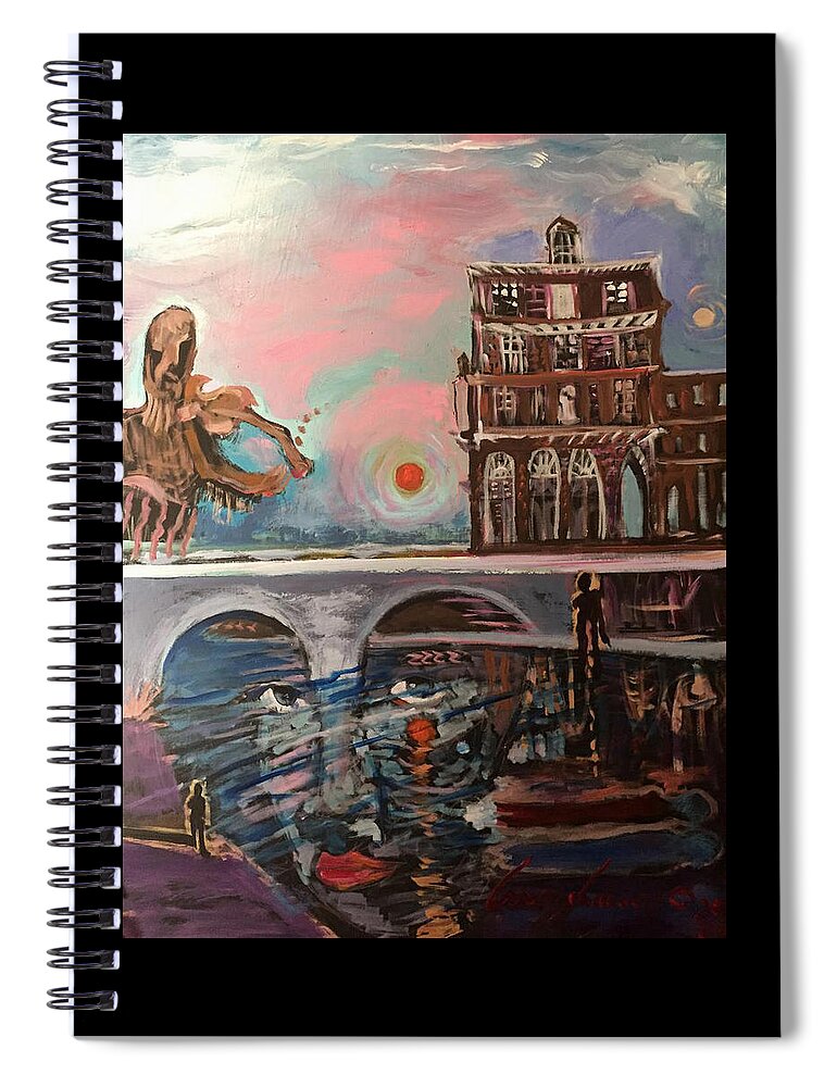 Love In The Time Of Plague Spiral Notebook featuring the painting Love In The Time Of Plague by Amzie Adams