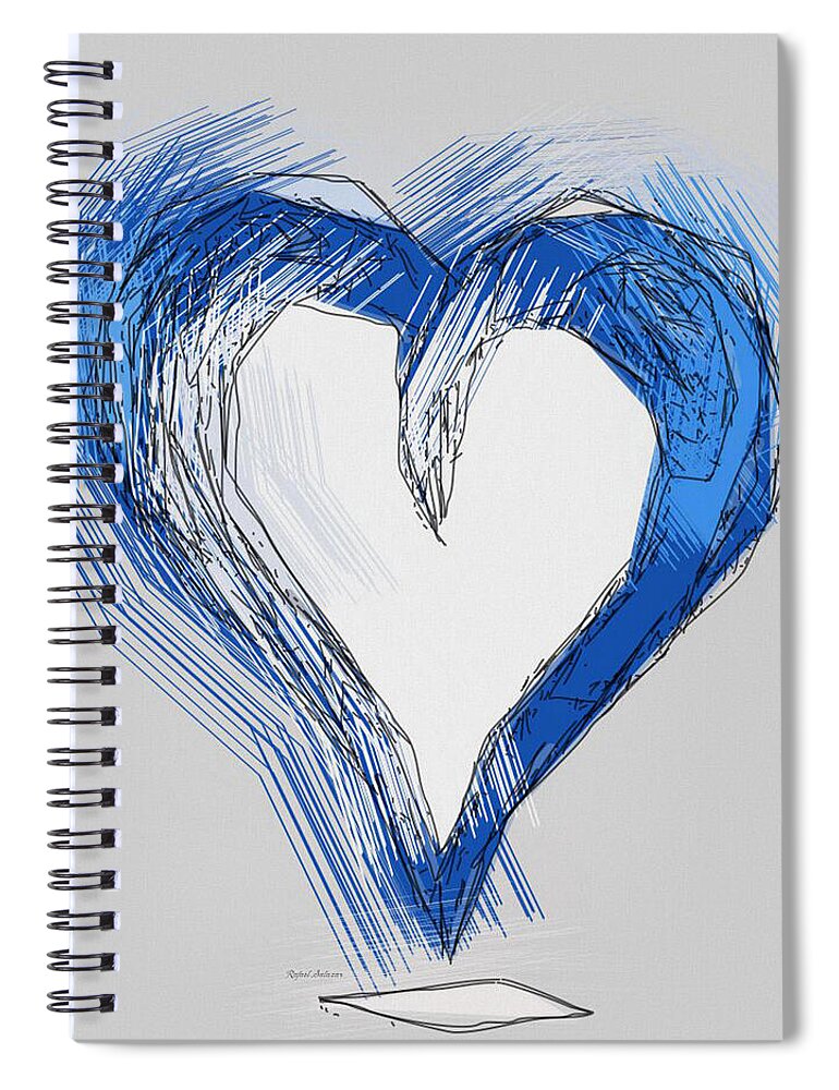 Abstract Spiral Notebook featuring the drawing Love is Blue by Rafael Salazar