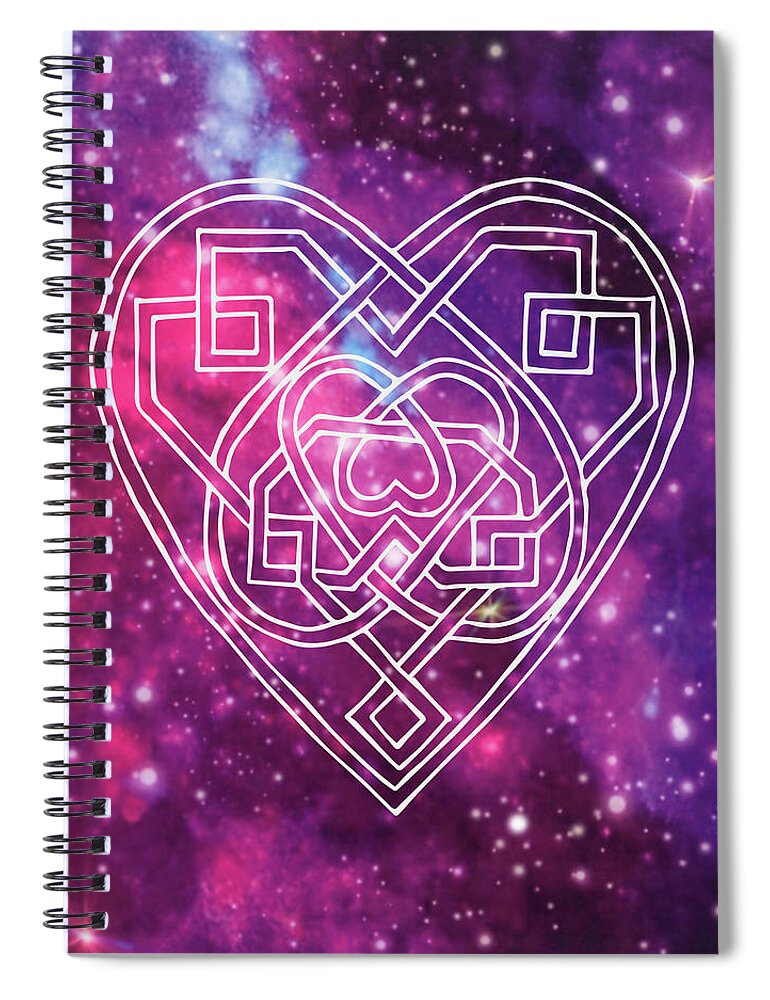 Heart Spiral Notebook featuring the mixed media Love to Infinity by Mary J Winters-Meyer
