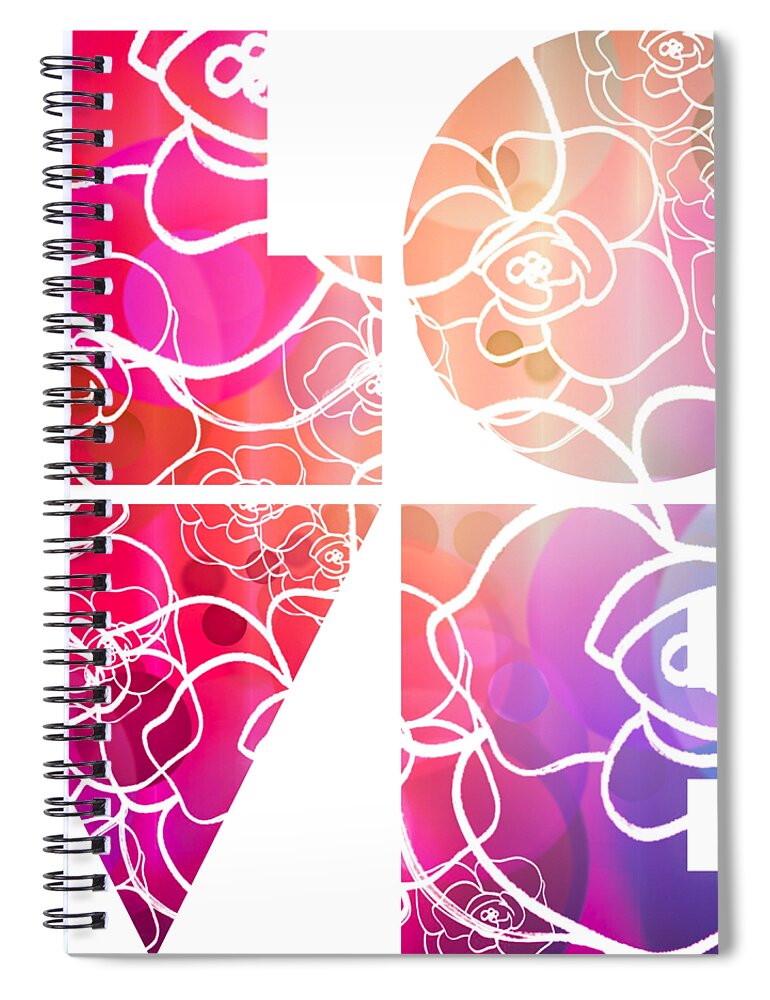 Love Spiral Notebook featuring the mixed media LOVE Transparent Image by Eileen Backman