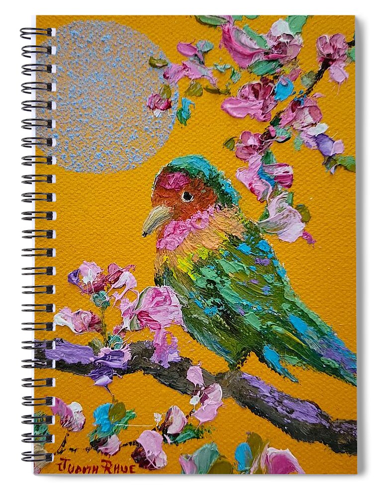 Lovebird Spiral Notebook featuring the painting Lovebird III by Judith Rhue