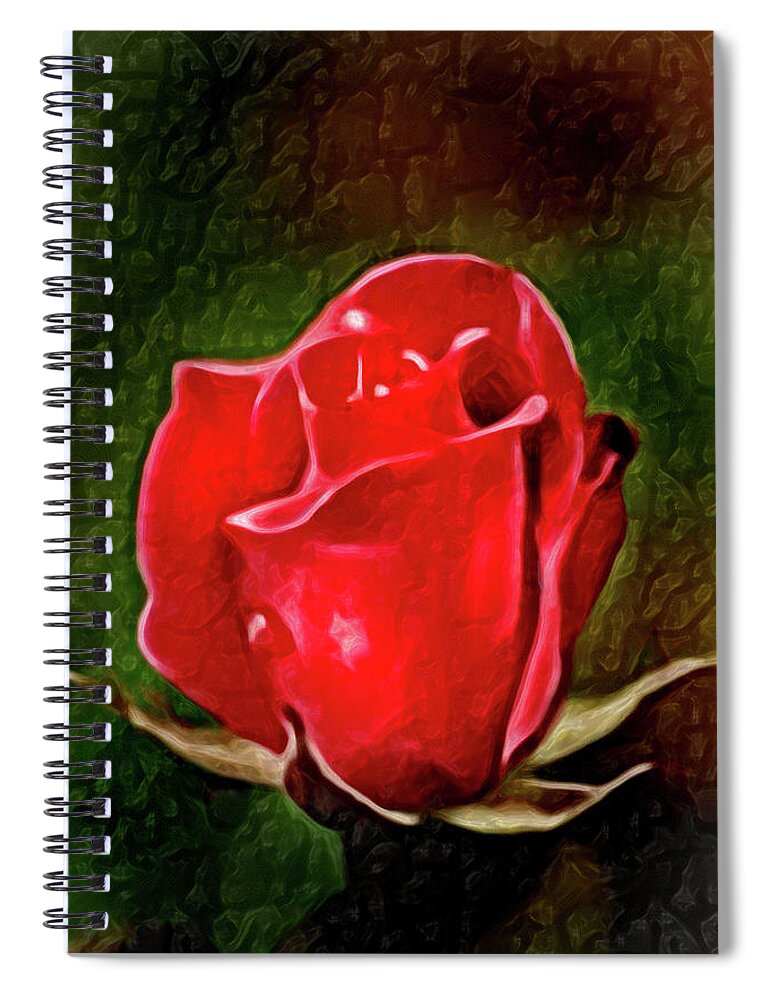 Flower Spiral Notebook featuring the photograph Lovely Artistic 2 Red Rose by Don Johnson