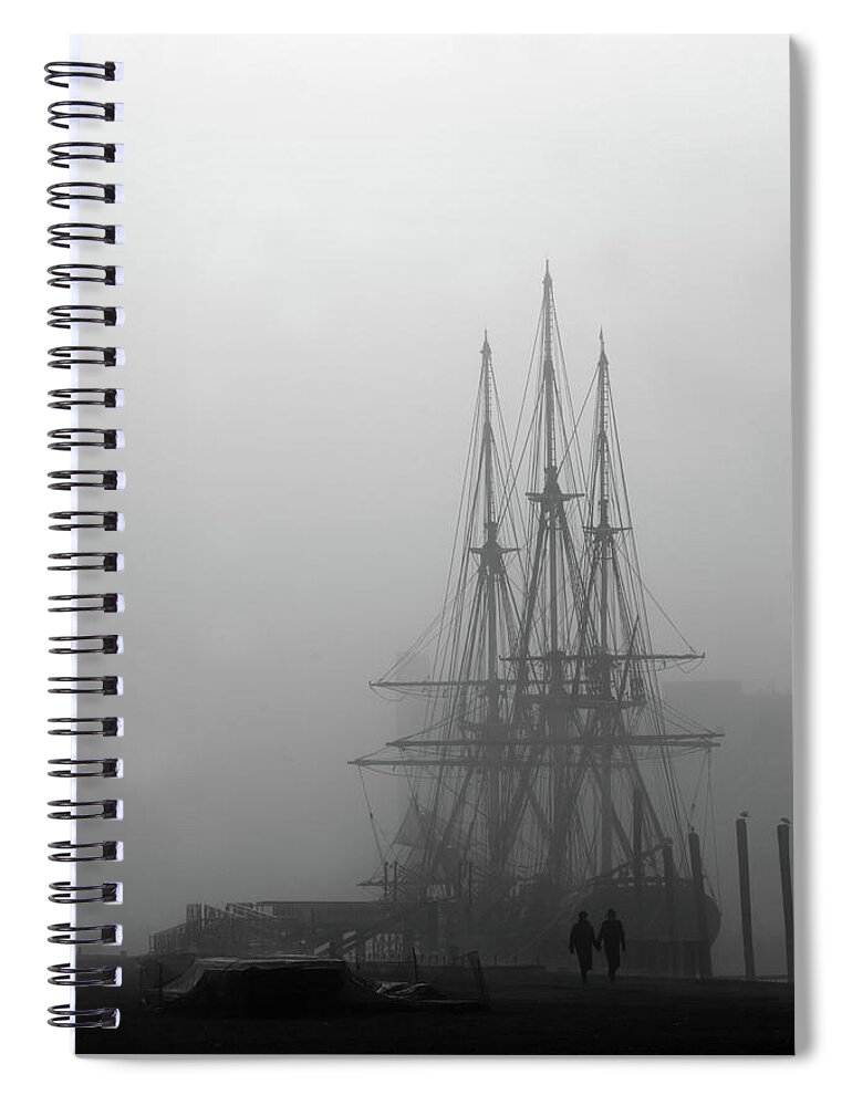 Landscape Spiral Notebook featuring the pyrography Lovers in The Fog by WonderlustPictures By Tommaso Boddi
