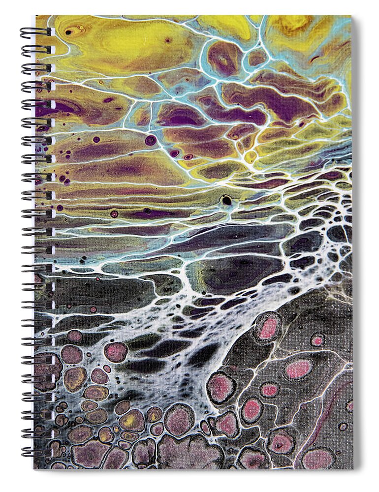 Abstract Spiral Notebook featuring the painting Low Tide At Sunrise by Jani Freimann