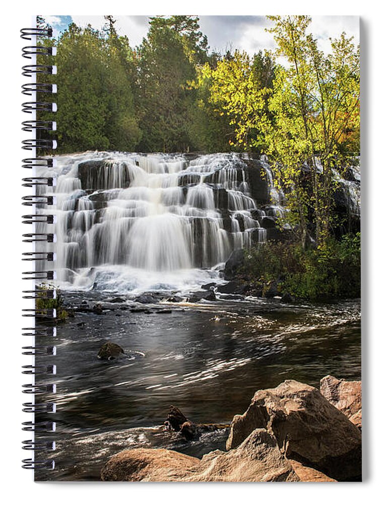 Bond Falls Spiral Notebook featuring the photograph Lower Bond Falls by Linda Shannon Morgan