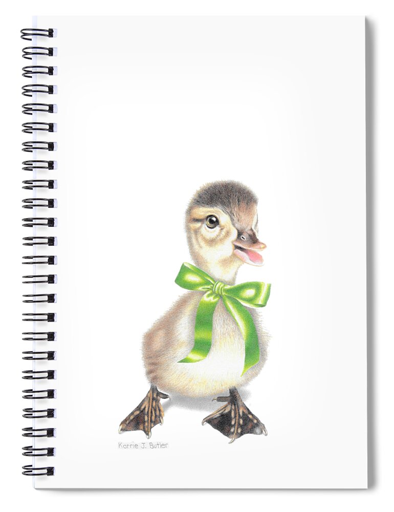 Duckling Spiral Notebook featuring the drawing Lucky Ducky with Transparent Background by Karrie J Butler