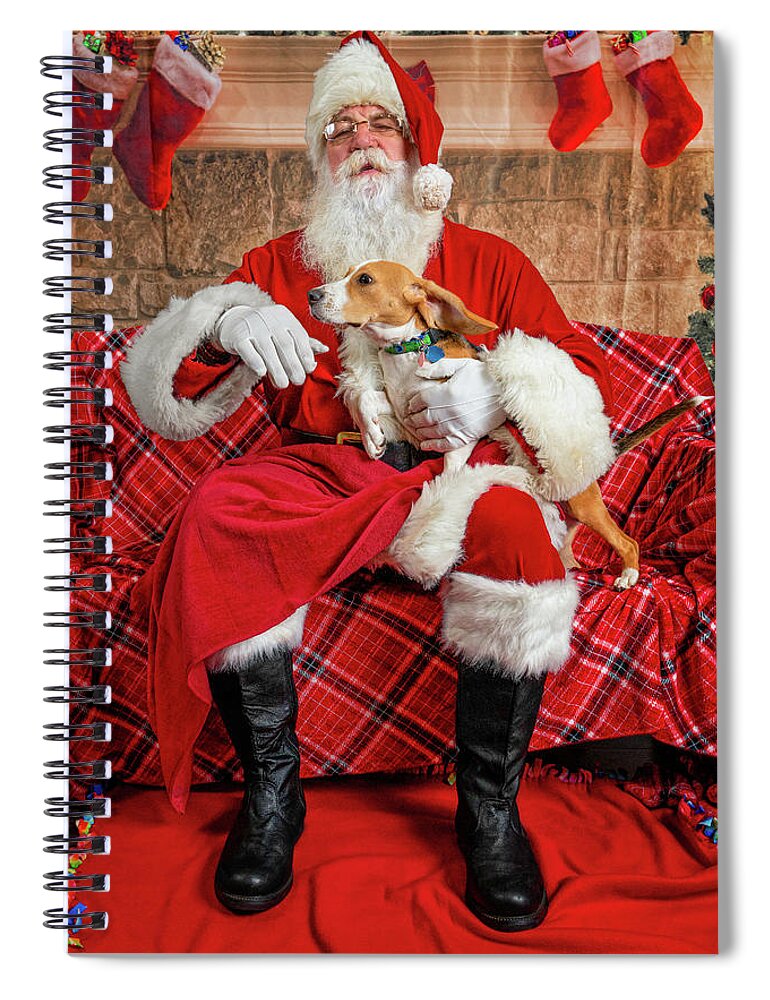 Lucy Spiral Notebook featuring the photograph Lucy with Santa 1 by Christopher Holmes