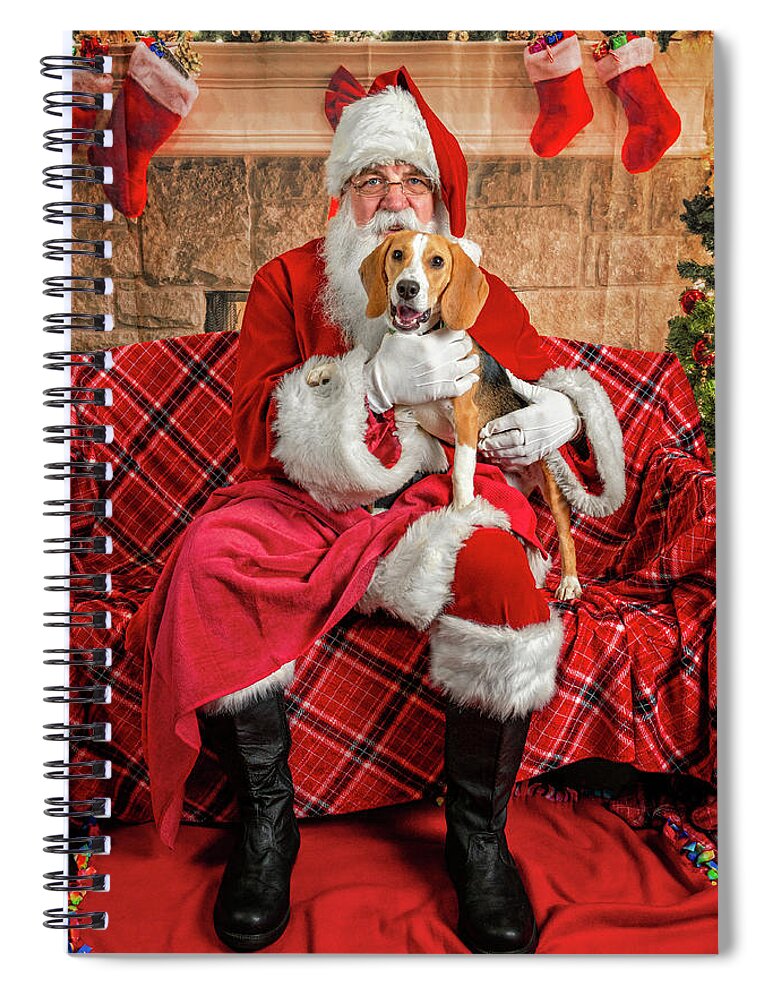 Lucy Spiral Notebook featuring the photograph Lucy with Santa 2 by Christopher Holmes