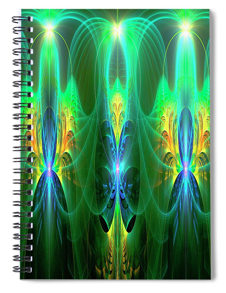 Fractal Spiral Notebook featuring the digital art The Garden #2 by Mary Ann Benoit