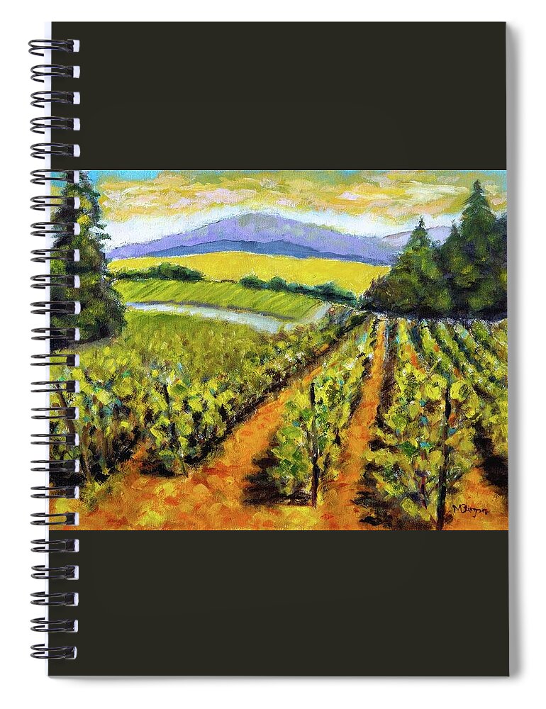 Landscape Spiral Notebook featuring the painting Lumos Vineyard Philomath by Mike Bergen