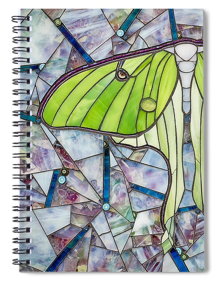Luna Moth Spiral Notebook featuring the glass art Luna by Cherie Bosela