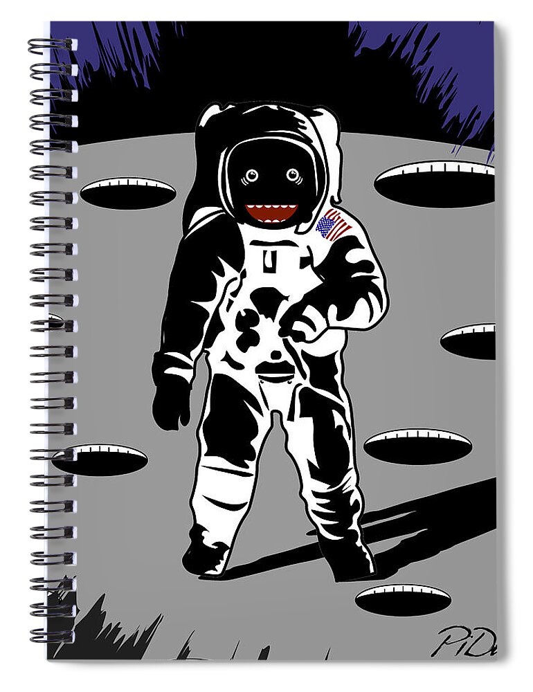 Red Spiral Notebook featuring the digital art Lunar Astronaut by Piotr Dulski