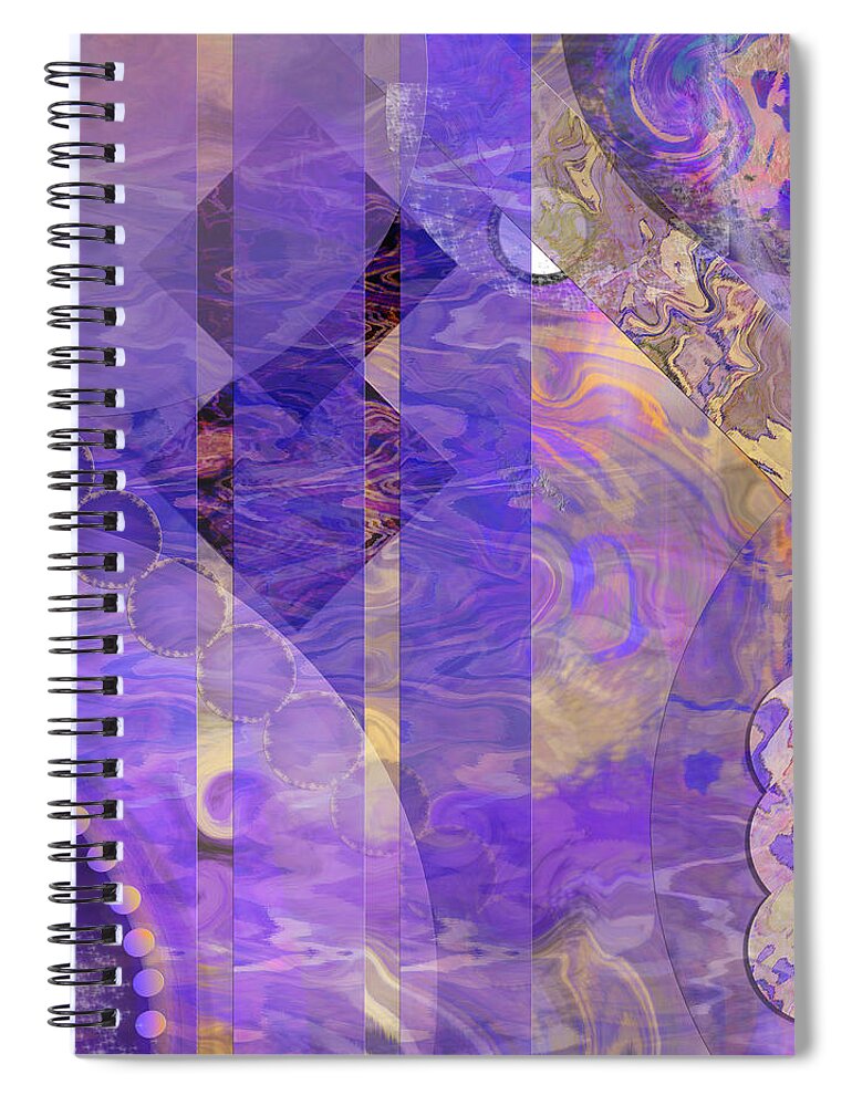 Lunar Spiral Notebook featuring the digital art Lunar Impressions 2 - Square Version by Studio B Prints