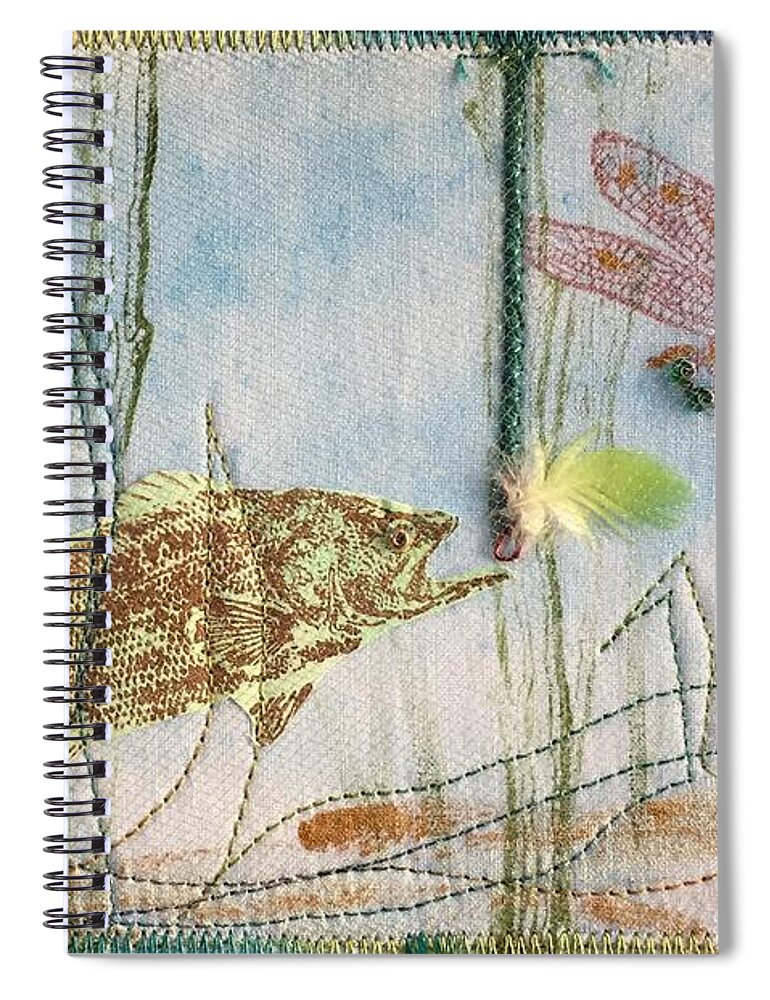 Fish Spiral Notebook featuring the mixed media Lures by Vivian Aumond