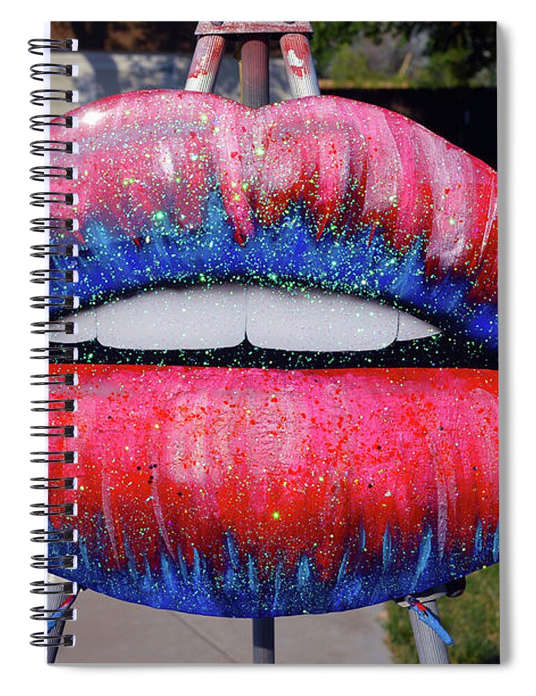 Lips Spiral Notebook featuring the mixed media Luscious Lips MDF by Mayhem Mediums