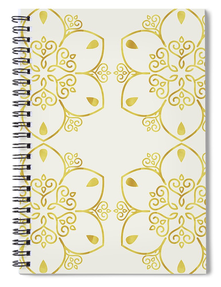 Pattern Spiral Notebook featuring the digital art Luxury Floral Pattern - Off White by Studio Grafiikka