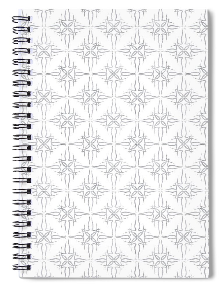 Pattern Spiral Notebook featuring the digital art Luxury Seamless Floral Pattern - Off White by Studio Grafiikka