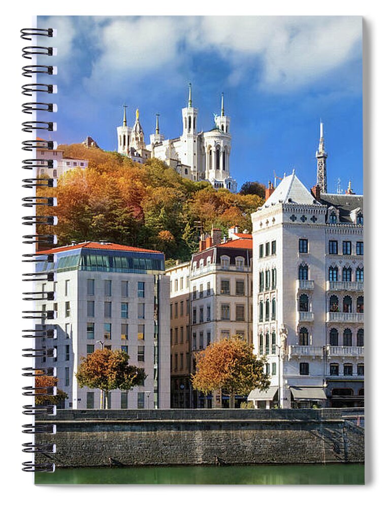 Lyon Spiral Notebook featuring the photograph Lyon France Banks of The Saone River by Carol Japp