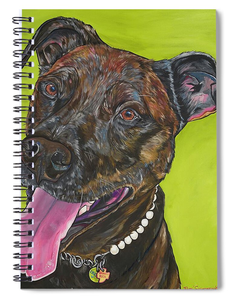 Brown Dog Spiral Notebook featuring the painting Lyric and her Pearls by Patti Schermerhorn
