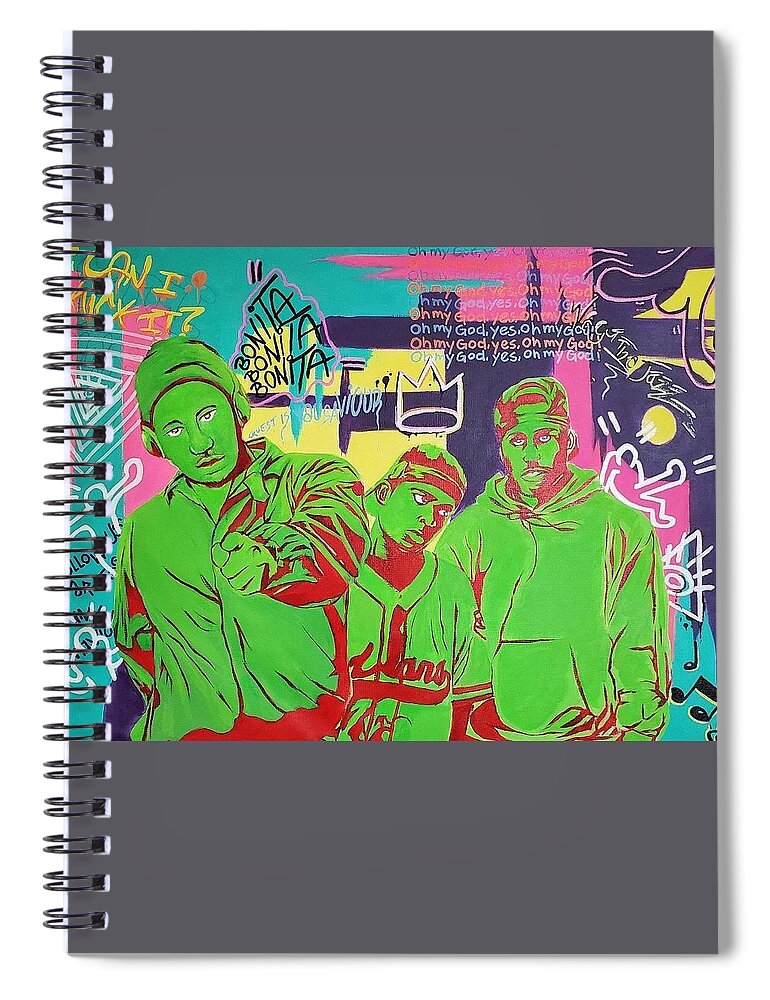 Hiphop Spiral Notebook featuring the painting Lyrics to Go by Ladre Daniels