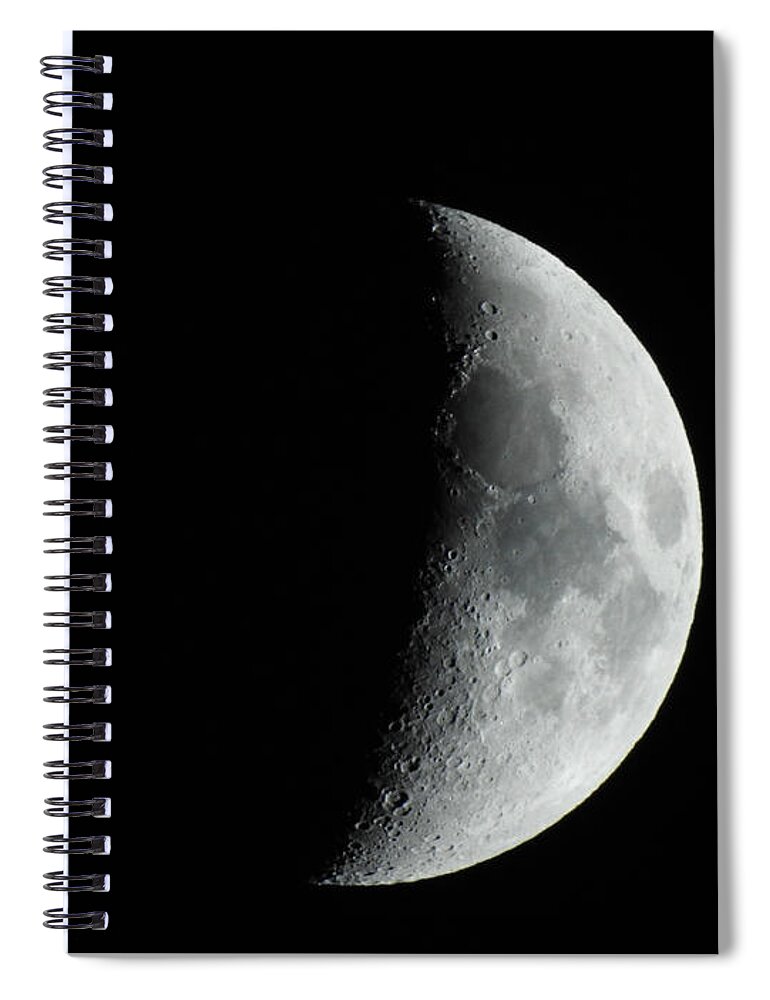 Moon Spiral Notebook featuring the photograph M Mouse on Quarter Moon by Russ Considine