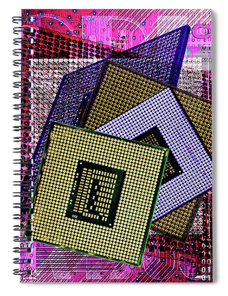 Computer Spiral Notebook featuring the digital art M4700 Cpu by Anthony Ellis