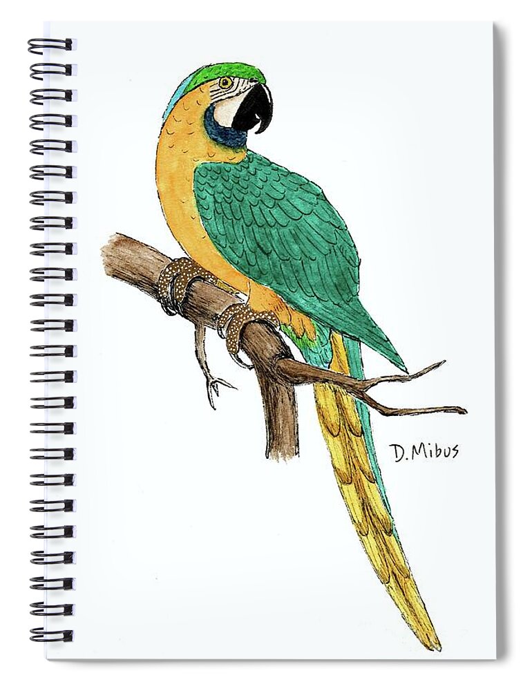 Macaw Spiral Notebook featuring the painting Macaw Parrot Day 1 Challenge by Donna Mibus