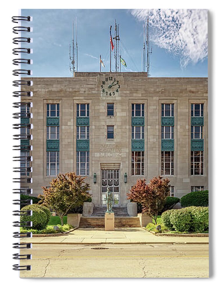 Macon County Courthouse Spiral Notebook featuring the photograph Macon County Courthouse - Decatur, Illinois by Susan Rissi Tregoning