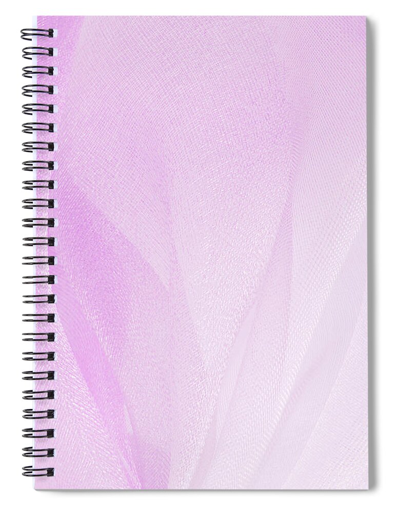 Abstract Spiral Notebook featuring the photograph Macro Of Pink Organza Fabric Texture by Severija Kirilovaite