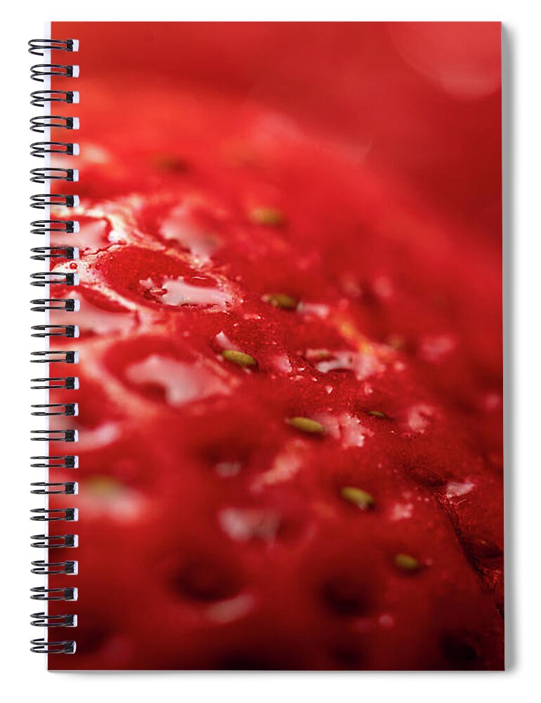 Food Spiral Notebook featuring the photograph Macro Photography - Strawberry by Amelia Pearn