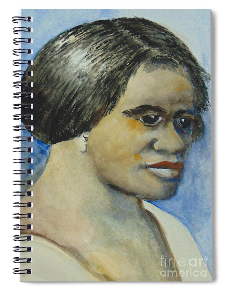 Beauty Products Spiral Notebook featuring the painting Madam CJ Walker by Saundra Johnson