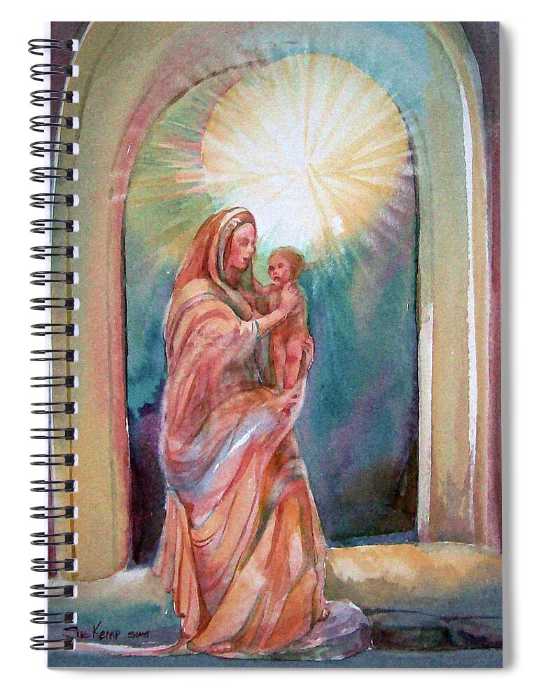 Mary Spiral Notebook featuring the painting Madonna and Child by Sue Kemp