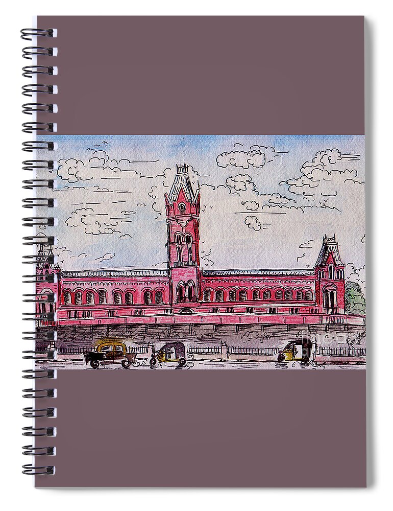 Madras City Spiral Notebook featuring the painting Madras Central by Remy Francis