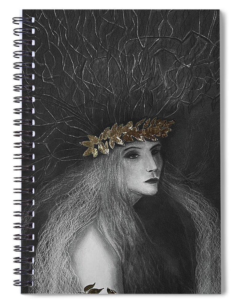 Maenad Spiral Notebook featuring the drawing Maenad by Nadija Armusik