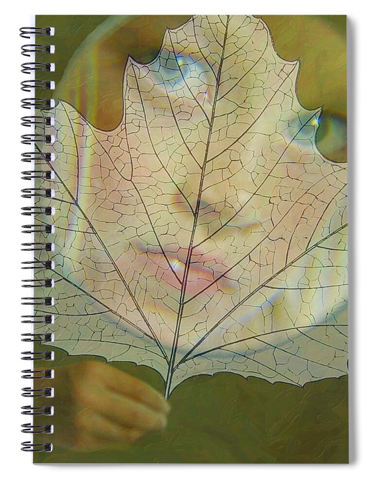 Magical Child Spiral Notebook featuring the mixed media Magical Child, Autumn Morning by Lorena Cassady
