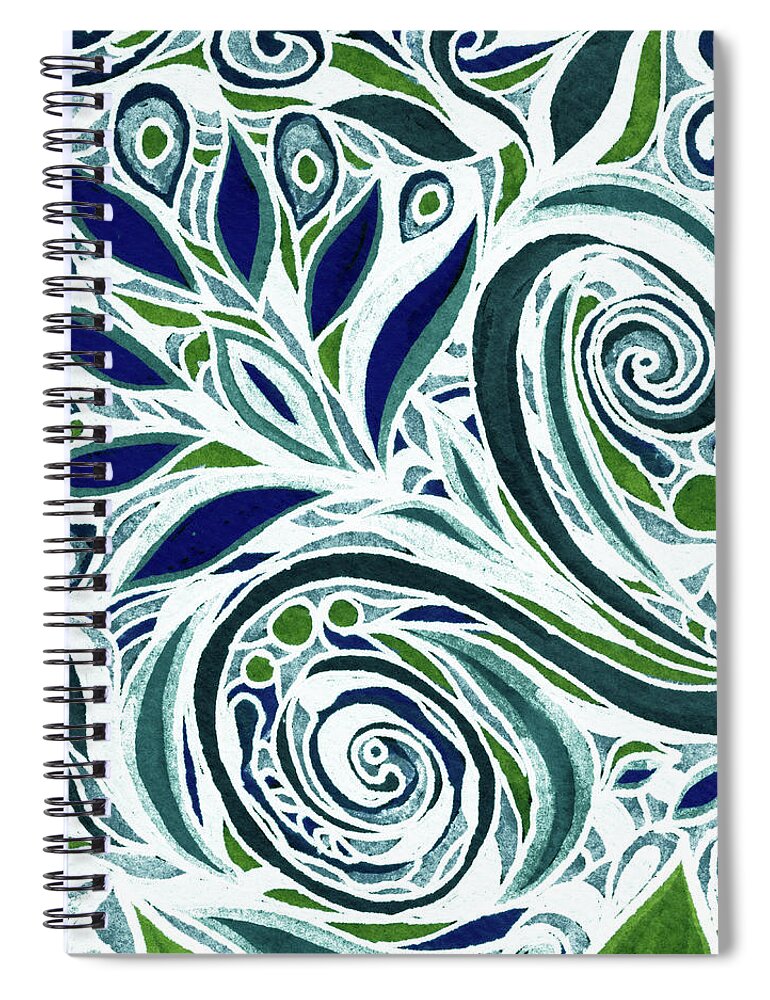 Floral Pattern Spiral Notebook featuring the painting Magical Floral Pattern Tiffany Stained Glass Mosaic Decor IV by Irina Sztukowski