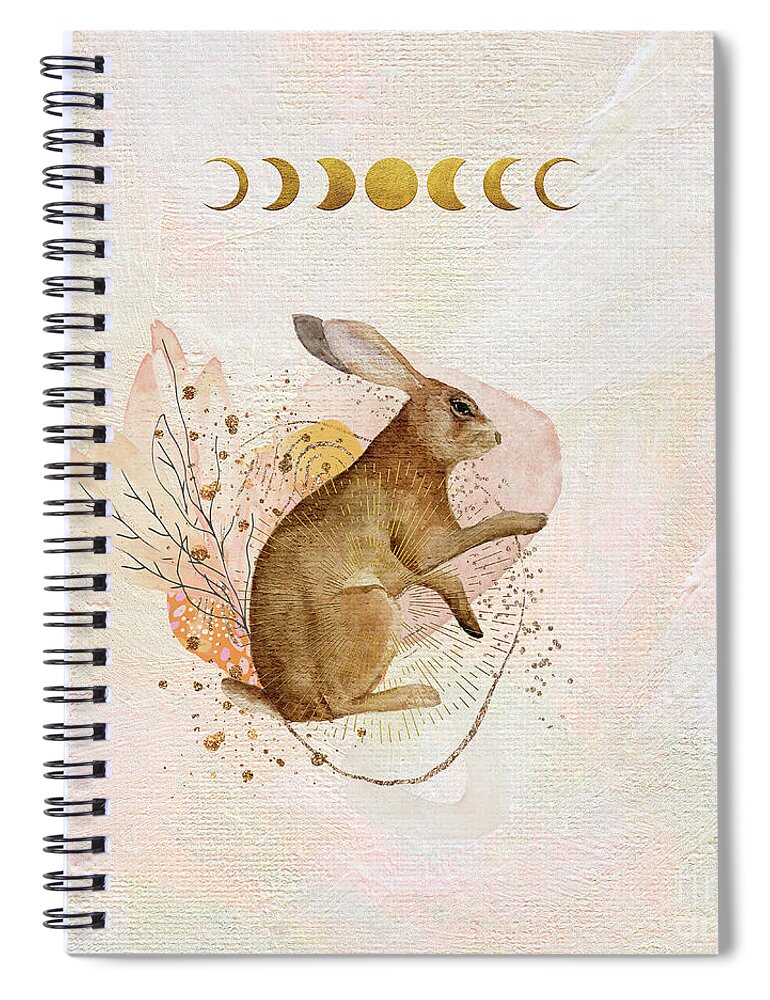 Rabbit Spiral Notebook featuring the painting Magical Forest Rabbit by Garden Of Delights