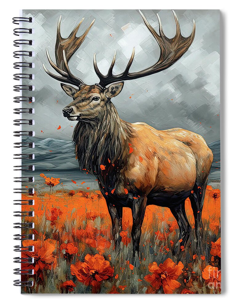 Elk Spiral Notebook featuring the painting Magnificent Elk by Tina LeCour