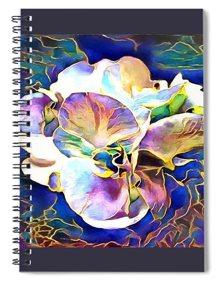 Magnolia Spiral Notebook featuring the mixed media Magnolia Flower Abstract Digital Painting2 by Sandi OReilly